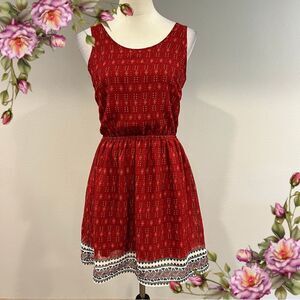 Divided Red Sleeveless mini Dress with cut outs on back size 6
